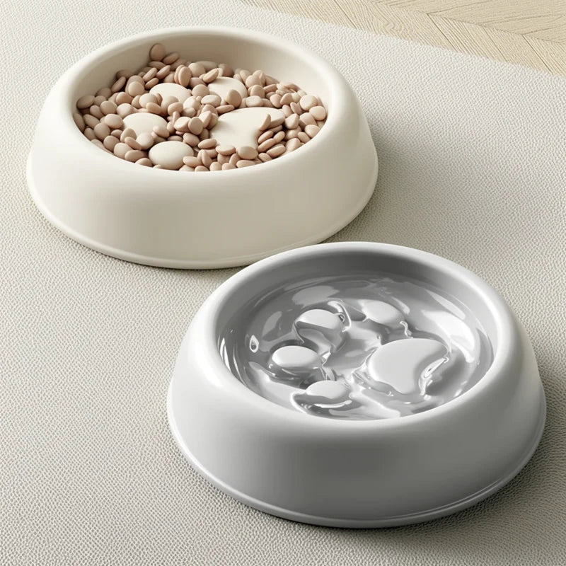 Slow Feeder Dog Bowl | Paw Print Anti-Choking Feeding Bowl